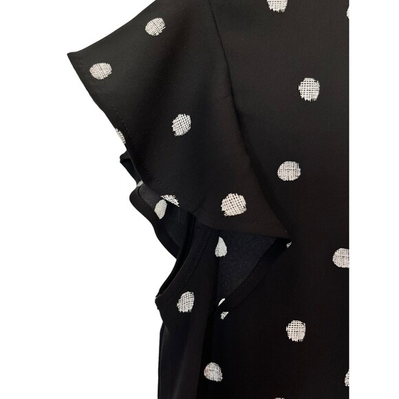 Adrienne Vittadini Dress cap sleeve Black and White Polka Dot Size 2 - Picture 3 of 7